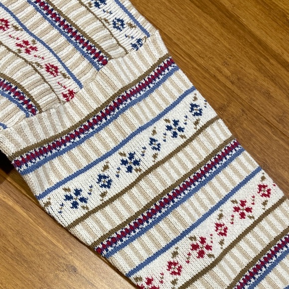 Vintage 90’s Lizwear Cotton Knit Floral Striped Crewneck size Large - Picture 4 of 6